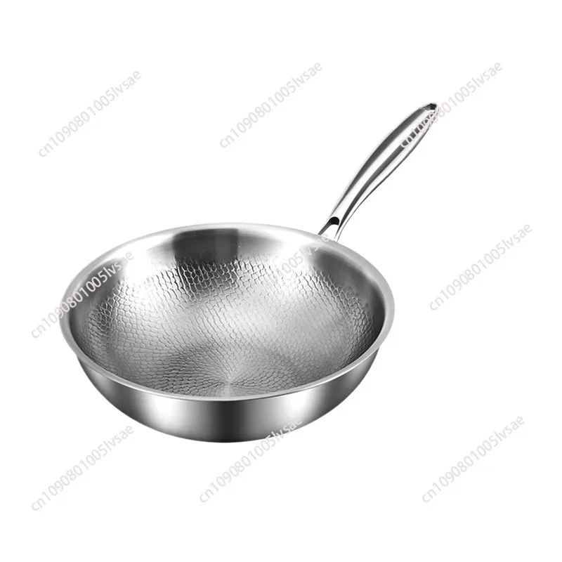 Pure Titanium Pot,Non-stick Titanium Wok with Fish-scale Hammer Pattern,Household Induction Cooker Wok for Healthy Cooking