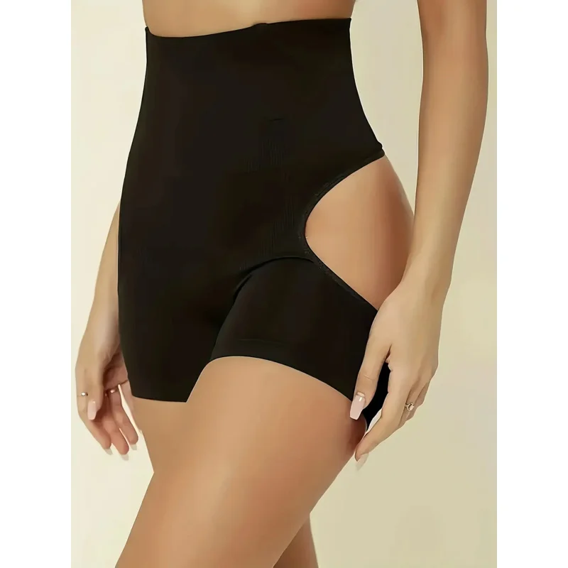 1pc High-Waisted Butt Lifting Shapewear Shorts - Tummy Control, No Padding, Solid Color, High Support