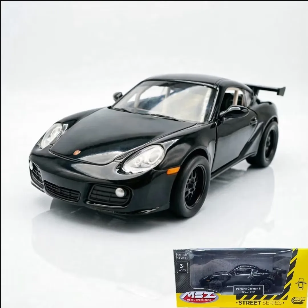 Officieel gelicentieerd Porsche Cayman simulatiemodel van gegoten metaal, met te openen deuren, trendy verzamelstuk, decoratief ornament, cadeau.