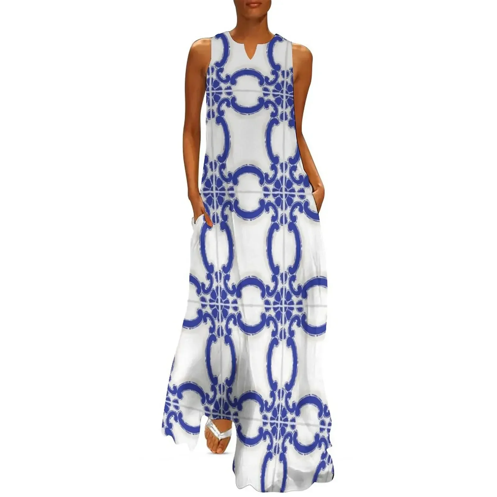 

Portuguese Tiles Long Dress women's summer clothing 2025 clothes dress summer 2025 women women evening dress
