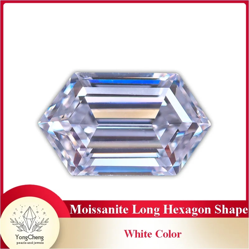 

Moissanite Stone White Color Long Hexagon Shape Special Cut Charm Bead for Advanced Jewelry Making Selectable GRA Certificate