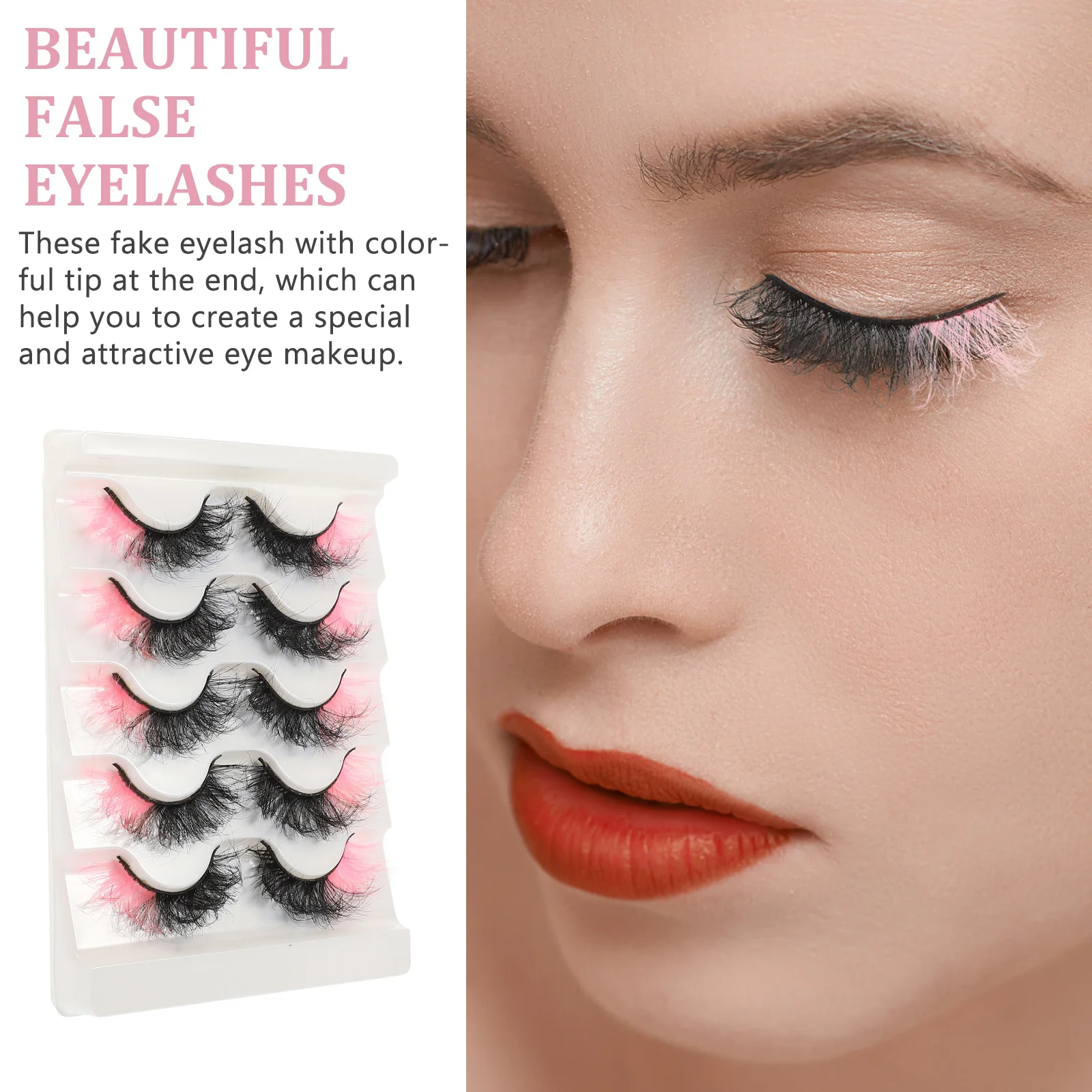 

5 Pairs Fake Eyelashes Colored Dense Strip Natural Look Extensions for Women Reusable