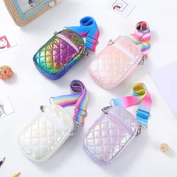 Nowe dziewczęce torby Crossbody moda kolorowy tkany pasek dziecięca torba na ramię mała urocza torba na telefon komórkowy przenośna dziecięca portmonetka