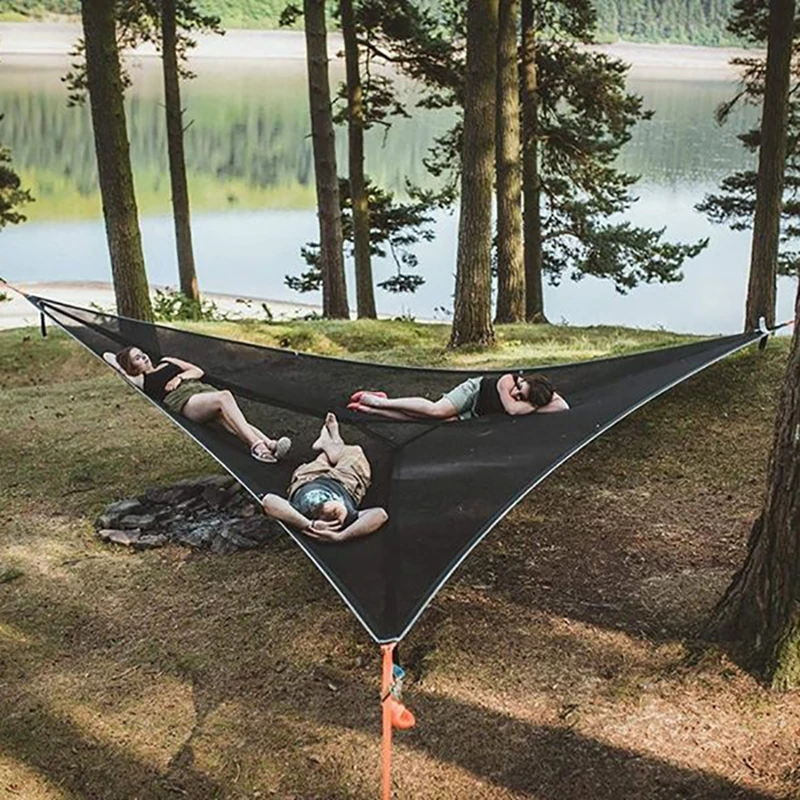 Portable Triangle Hammock Camping Multi Person Aerial Mat Summer Garden Swing Bed Outdoor Sleep Hanging Hammock Tourist Tent