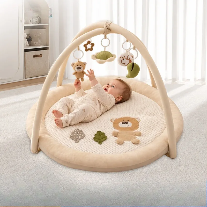 round-baby-play-gym-crawling-mat-newborn-early-education-activity-game-mat-infant-sensory-soothing-floor-playmat-toys