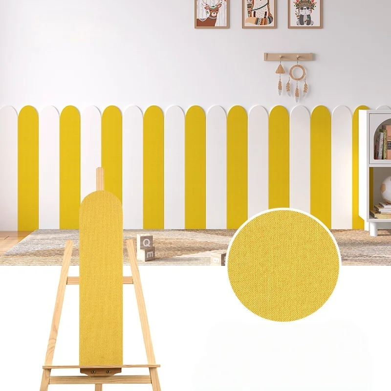 5pcs 15x60cm Self Adhesive Flax Wall Sticker Anti-Collision Soft Wall Padding for Kids Bedroom Living Room Background Wall Decor