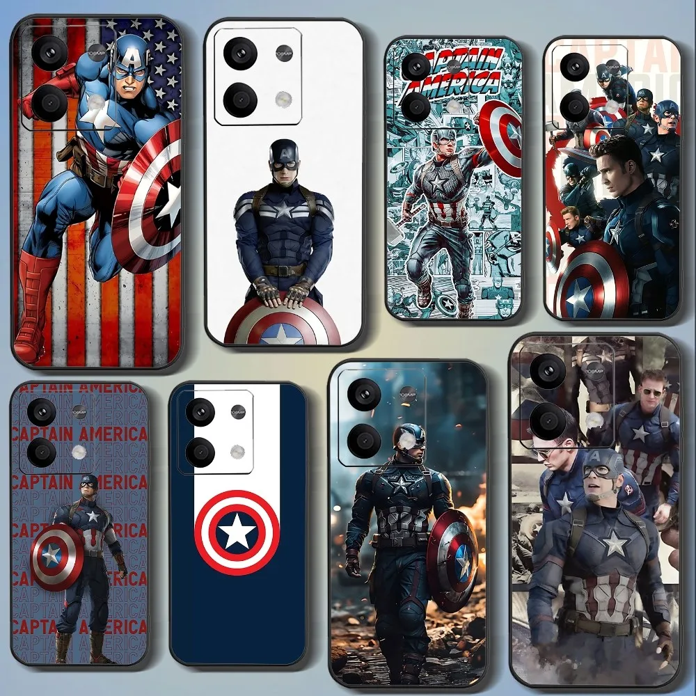 Movie C-captain A-america Phone Case For Xiaomi 11 Redmi Note 11 5G 8T 9A 9 10T Note8Pro Note9 12SUltra Black Case