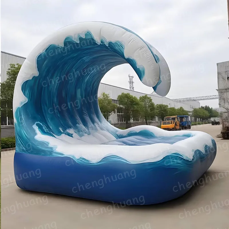 

Inflatable wave sofa with blower, outdoor beach and seaside activity decoration props
