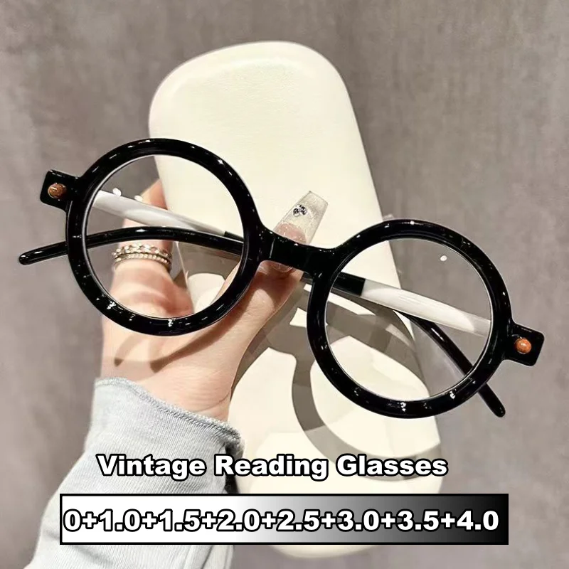 Anti Blue Light Reading Glasses for Men Women Unisex Ultralight Round Frame Eyeglasses Vintage Fashion Presbyopia Prescriptions