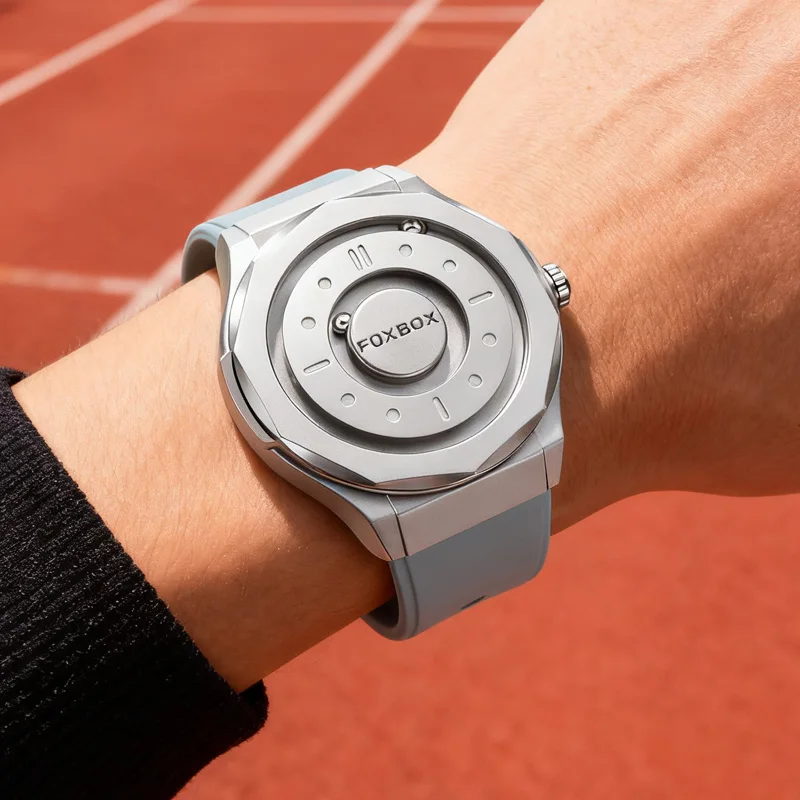 

FOXBOX Спортивные силиконовые мужские часы Креативные плавающие магнитные бесплатные шарики Кварцевые мужские наручные часы Индивидуальный дизайн Стальные часы