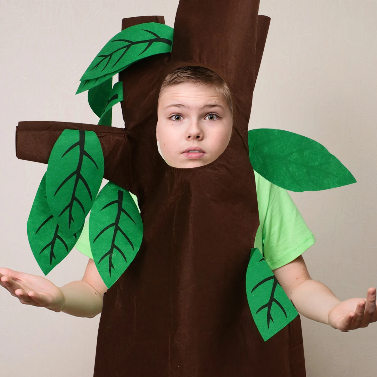 Boomkostuum Kinderen Halloween Eco DIY Kleine Boomkleding Rolprestaties Toneelkostuums Hoed Set Fruit Themafeest