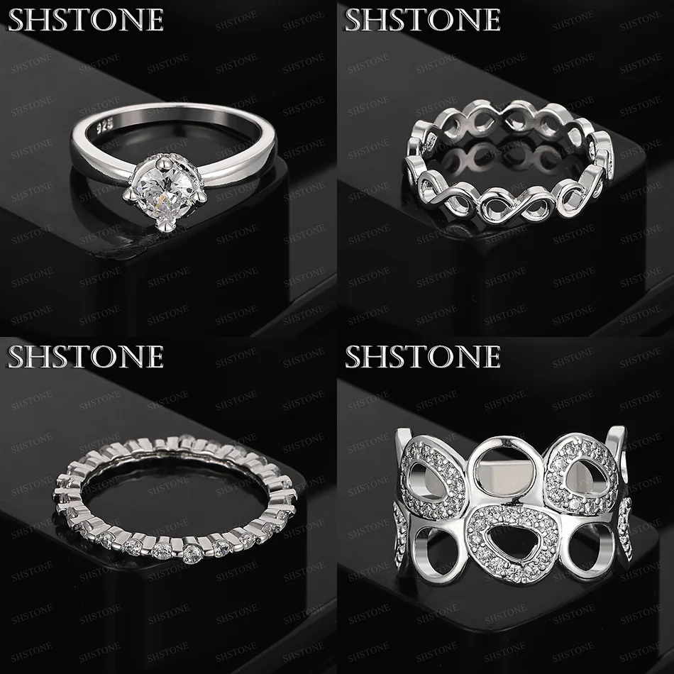

Fashion Trend 925 Sterling Silver AAA Zircon Number 8 Hollow Round Ring Size 7-10 Women's Birthday Party Jewelry Accessories