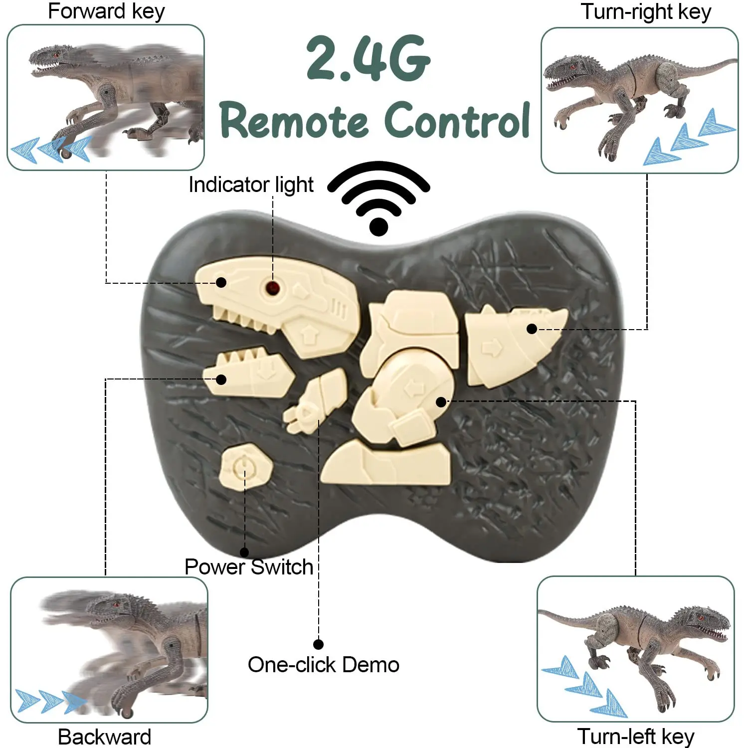 Remote Control Dinosaur Toys for Boys 2.4Ghz RC Realistic T-Rex Dinosaur Robot Walking and Roaring for Kids Girls Toddler