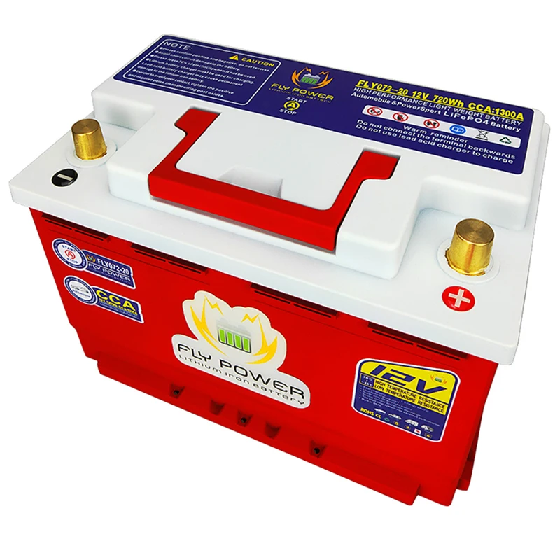 LiFePO4-arrancador de batería de alta potencia para coche, dispositivo de arranque de 12,8 V, 70AH, CCA, 1300A, BMS incorporado, protección de voltaje, batería de arranque de hierro y litio, 072-20