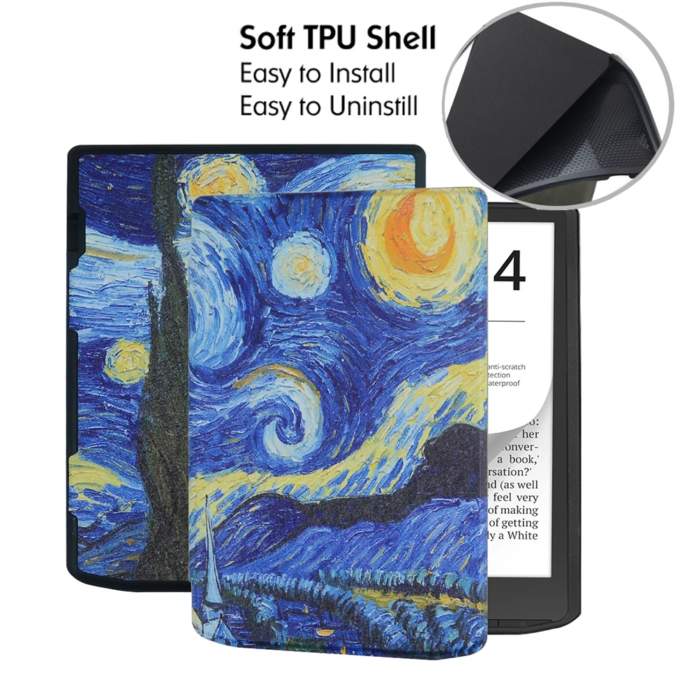 Auto Sleep / Wake Slim Flip Cover Case For Pocketbook Inkpad 4 InkPad Color 2 3 PB743 Case 7.8' Inch EBook with Soft Back Shell