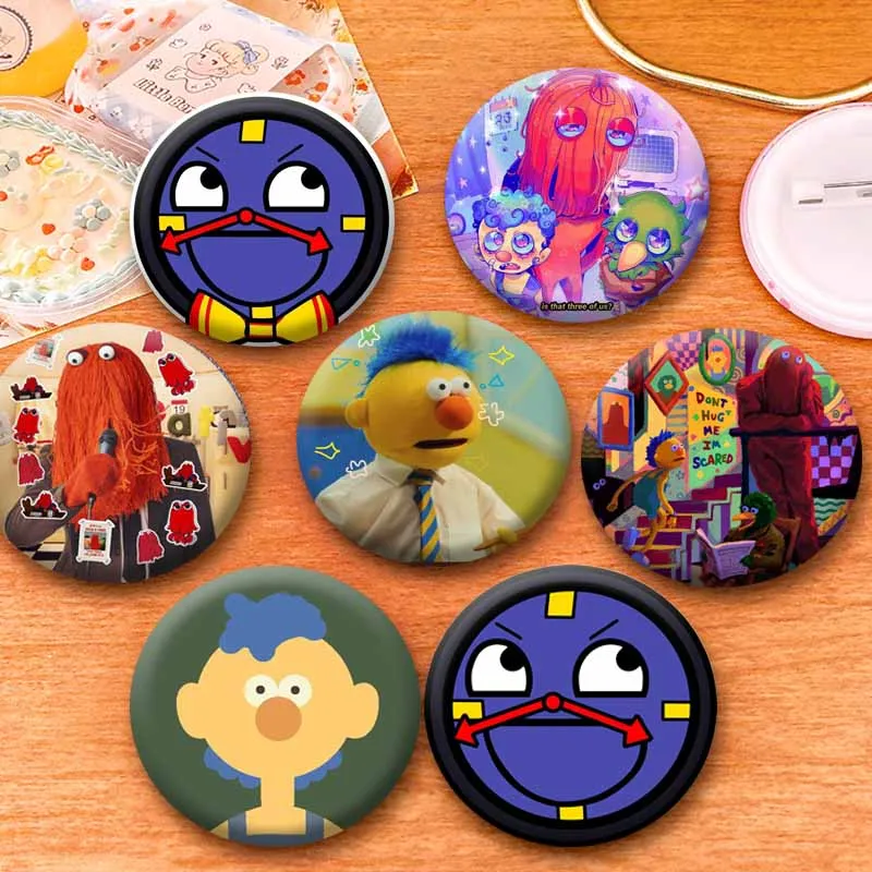 Web Series Don't Hug Me I'm S-Scared Round Brooch Red Yellow Guy Tony Cartoon Badge Clothes Backpack Hat Accessories Lapel Pins