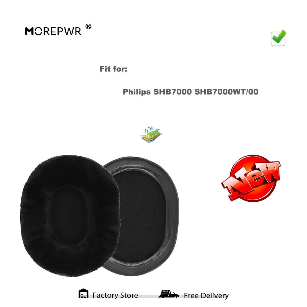 

Morepwr Replacement Ear Pads for Philips SHB7000 SHB7000WT/00 Headset Parts Leather Cushion Velvet Earmuff Earphone Sleeve Cover