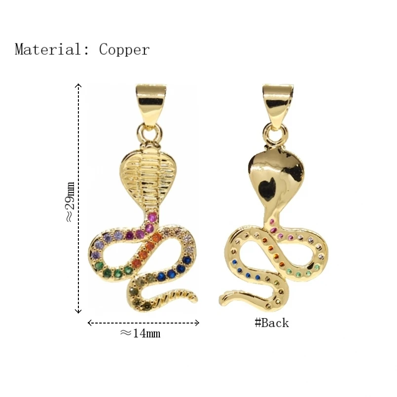 

2Pcs Invisible Setting Gold Color Pendant Animal Snake Copper Cubic Zirconia Approx 14x29mm Jewelry Special Gift For Women