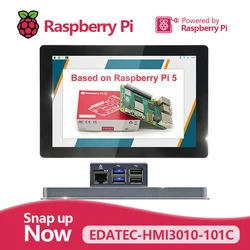 Broadcom BCM2712 ED-HMI3010-101C, 10.1 inch Industrial Panel PC Based on Raspberry Pi 5, multi-point capacitive touch screen