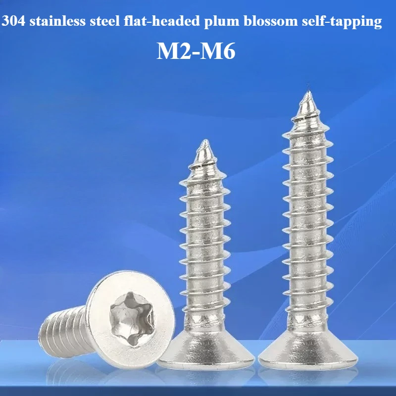 5-50pcs M2 M2.6 M3 M4 M5 M6 Six Lobe Torx Flat Countersunk Head Self Tapping Screw 304 Stainless Steel Tapping Wood Screws M3.5.