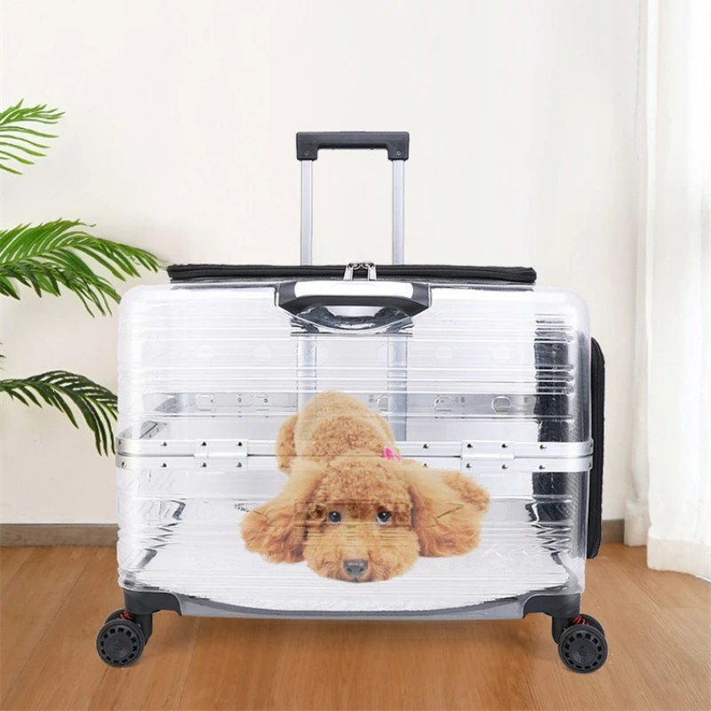 

Outdoor Pet Suitcase Large Capacity Case Portable Fully Transparent Pet Cat Carrying Case Breathable Pet Carriers Supplies