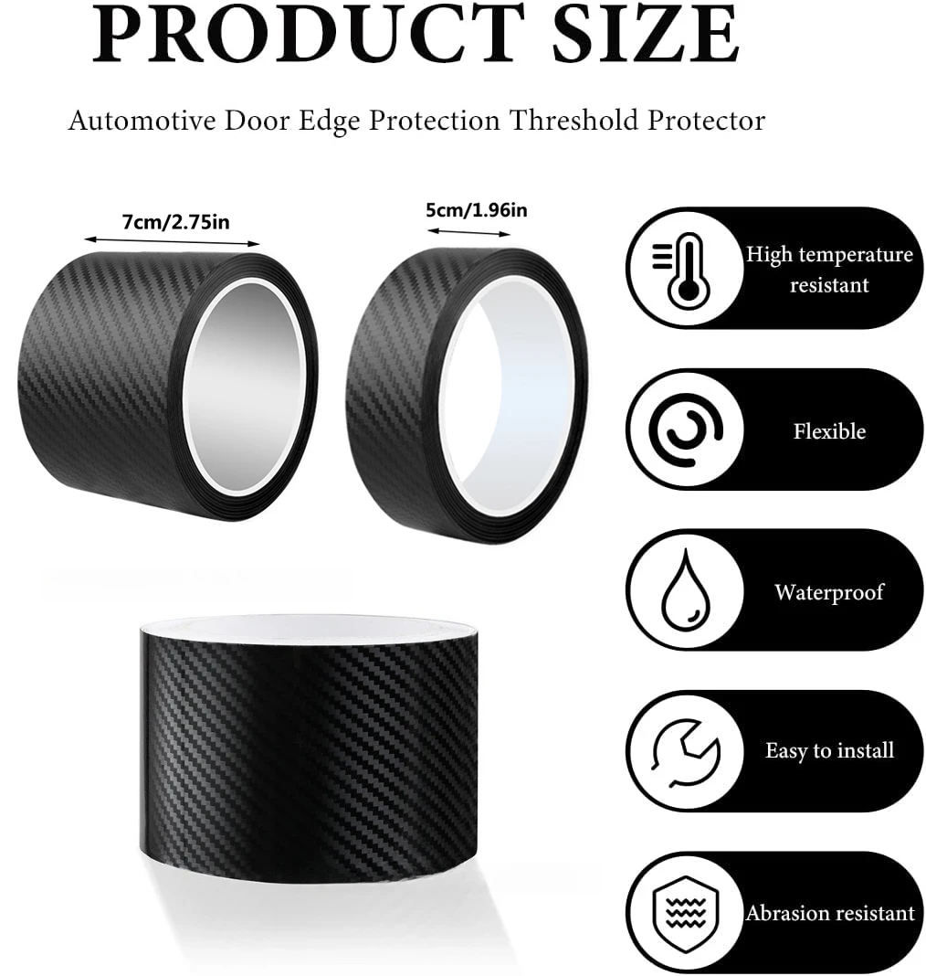 1PC Car Door Edge Guards Door Sill Protector Black Waterproof 3D Carbon Fiber Anti Collision Film Scratch Cover Strip Stickers
