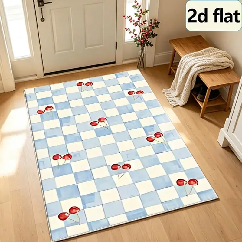 1 Piece of Watercolor Plaid Cherry-Colored Cotton Rug, Soft and Comfortable, Suitable for All Seasons, Lightweight and Easy to Care For, Ideal for Home Decor in the Living Room, Dining Room, Bedroom, Autumn, and Winter