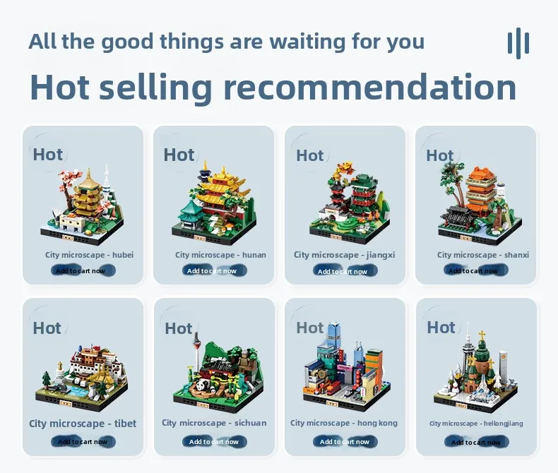 Conjunto de Blocos Micro da Cidade de Zhejiang Estilo Urbano Chinês Guochao Miniatura DIY Brinquedo Educativo para Crianças e Adultos Presente para Casa