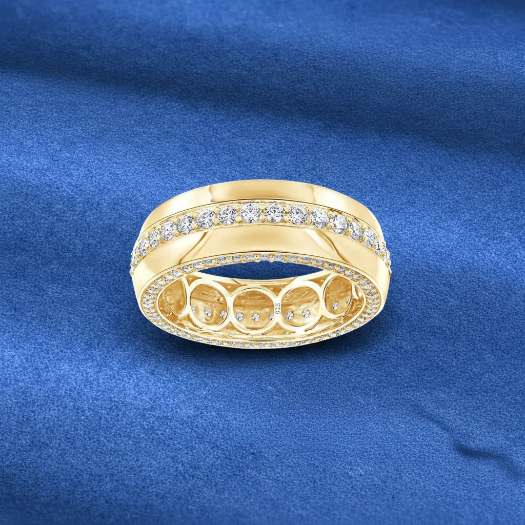 

GRA 925 Silver VVS D Color 3 Rows Moissanite Wedding Engagement Eternity Ring for Men Women Finger Jewelry Pass Diamond Tester