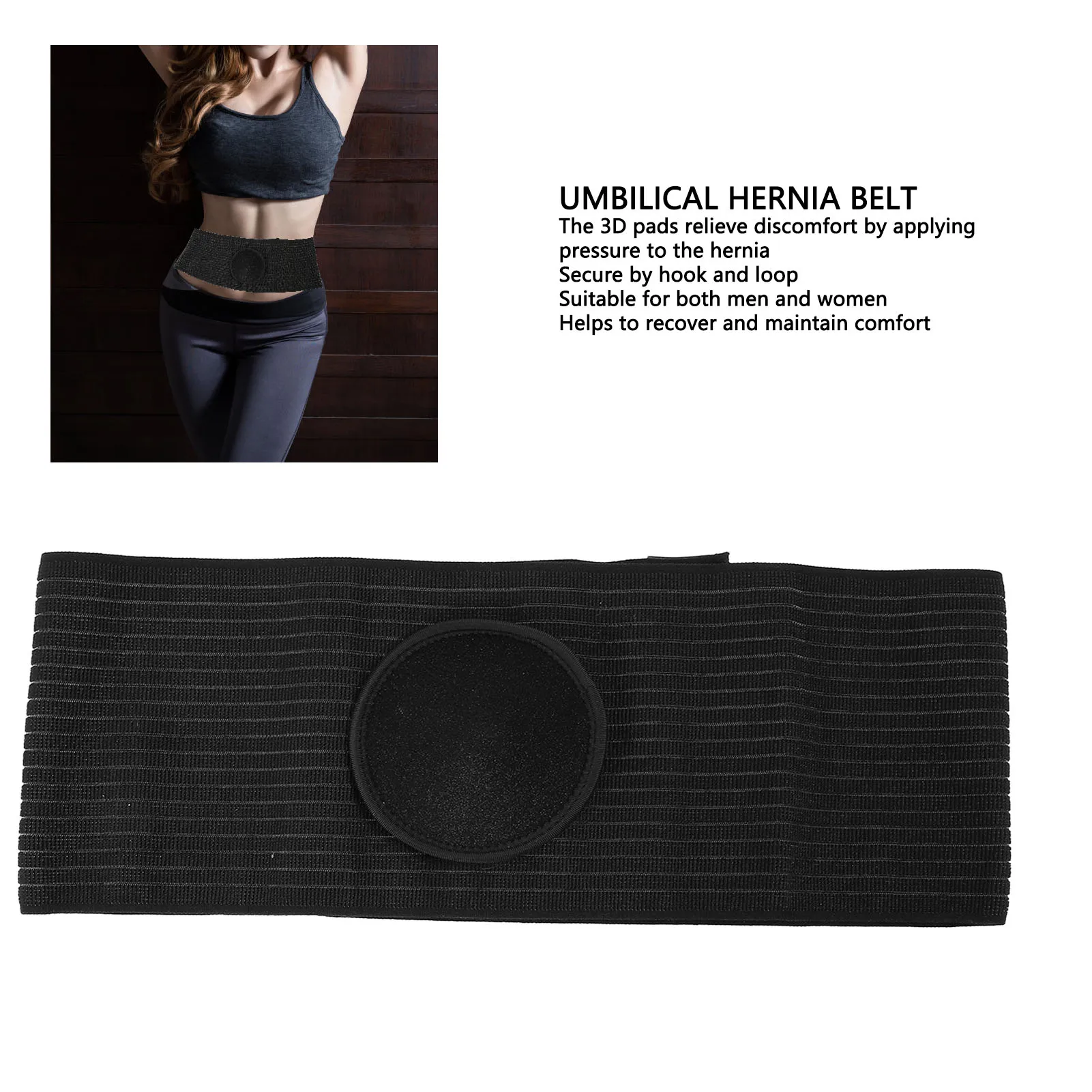 Umbilical Hernia Belt with Compression Support Pad Abdominal Belly Button Hernia Support for Men Women Hernia Support Belt