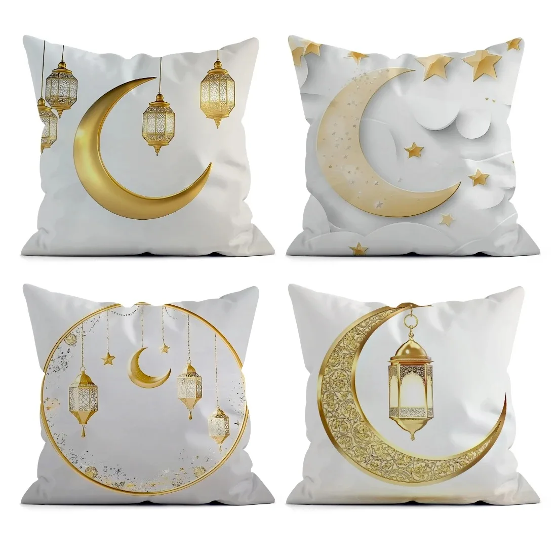 Ramadan decoration pillowcase golden Crescent fasting lamp pattern printing Sofa cushion cover room home decoration gift