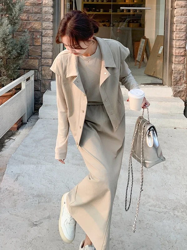 

plus Size Workwear Vest Skirt Set Women's Design Spring New Style Ultra Popular Dress Three Piece Set High Waist A-Line Skirt