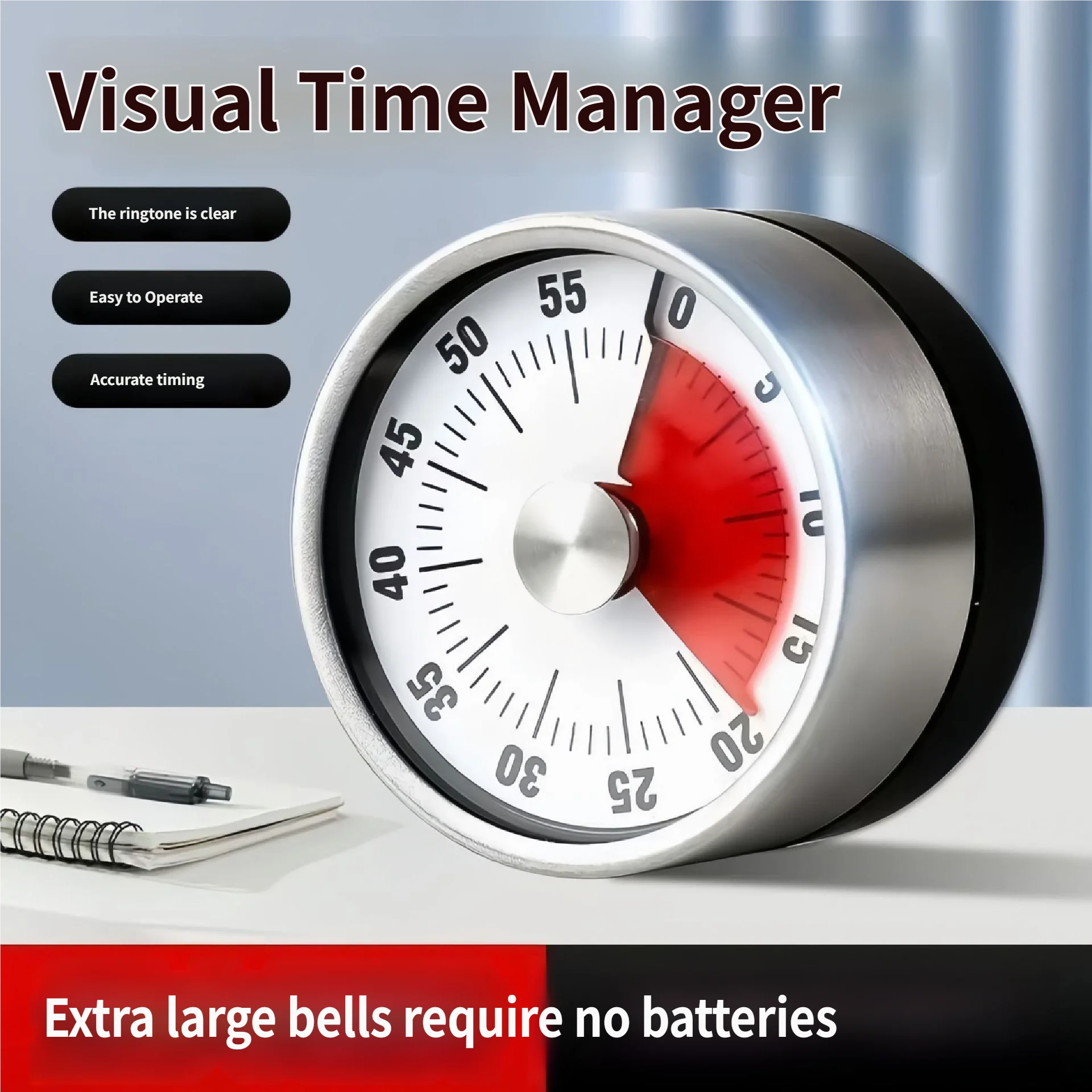 Magnetic Mechanical Visual Countdown Timer, Kitchen Baking Classroom Teaching Meeting Working Reminder Clock