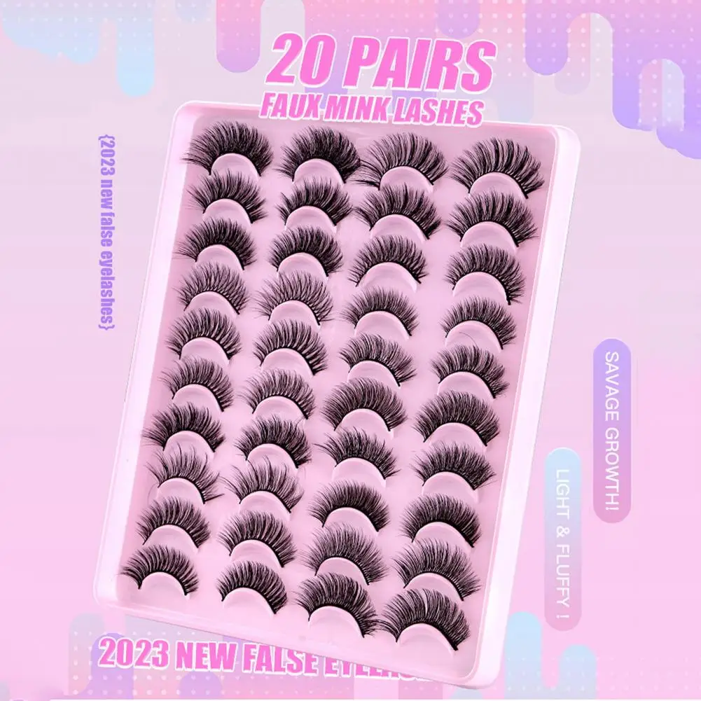 

Fake Eyelashes Light Painless Eyelash Makeup Enhance Look with 20 Pairs of Natural Thick False Eyelashes Easy to Apply for Women