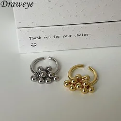 Draweye Metal Balls Rings for Women Hiphop Punk Style Vintage Korean Fashion Anillos Mujer Forefinger Simple Cuff Jewelry