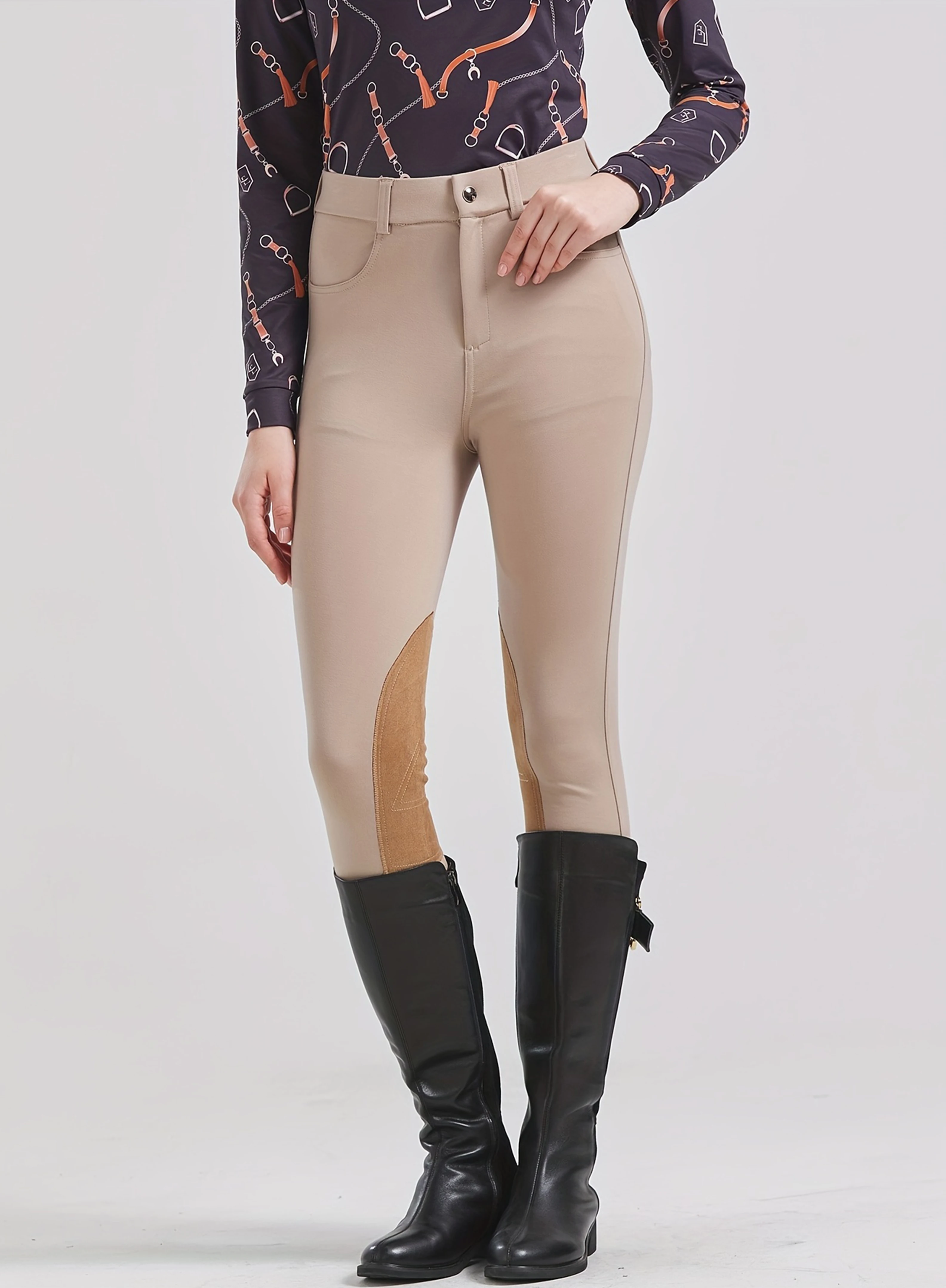 Culottes D'éQuitation pour Femmes, GenouillèRes, Pantalons D'éQuitation pour Femmes, Leggings, VêTements Moulants pour EntraîNement Sportif à Cheval - SéChage Rapide