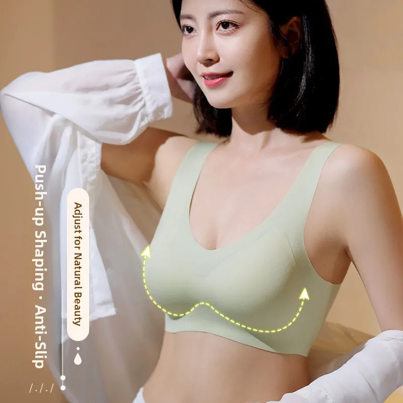 Sl Ice Silk Full Cup BH Ademend Verzameld Anti-Verzakking Draadvrij Ondergoed Comfortabele damesvestband Brtte