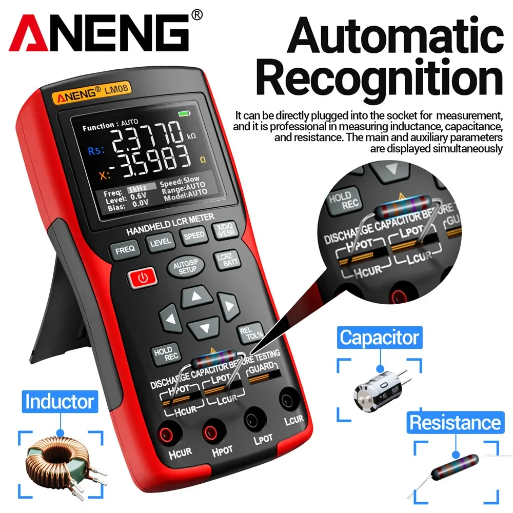 ANENG LM08 Handheld LCR Meter Resistance Capacitance Inductance Electronic Component Measurement 18650 Automotive Battery Tester