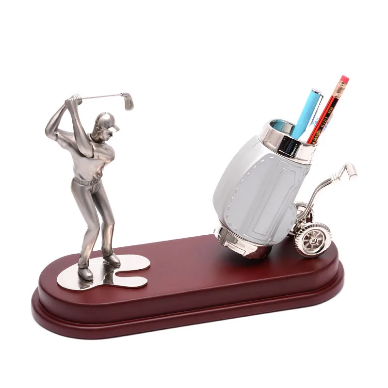 Golf Pen Holder Desk Golf Gifts For Men Unique Novelty Cool Office Desk Decor Gadgets Mini Golf Pen Cup Holder Organizer Golfer