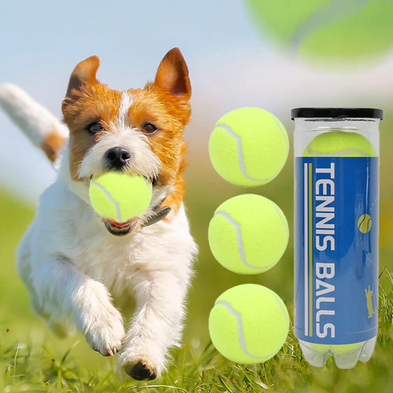 

3 Pcs Tennis Ball Dog Chew Toy Bite-Resistant High-bounce Safty Rubber Interactive Training Toy for Dogs Chihuahua Accessories