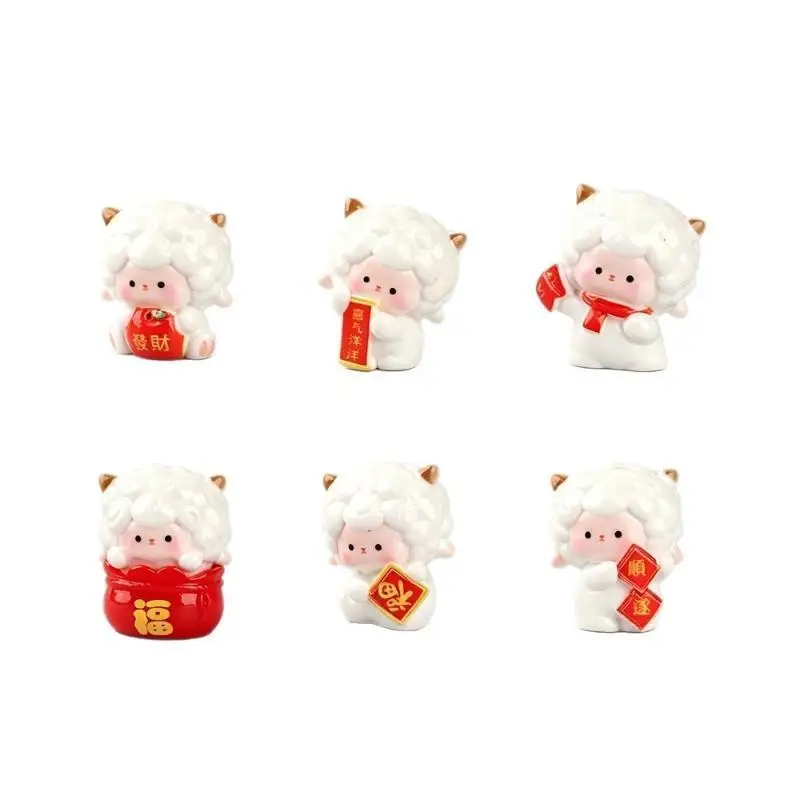 Mini Sheep Statue 2027 Year of the Goat Ornament 1/6Pcs Lucky Chinese Lunar New Year Home Living Room Decor