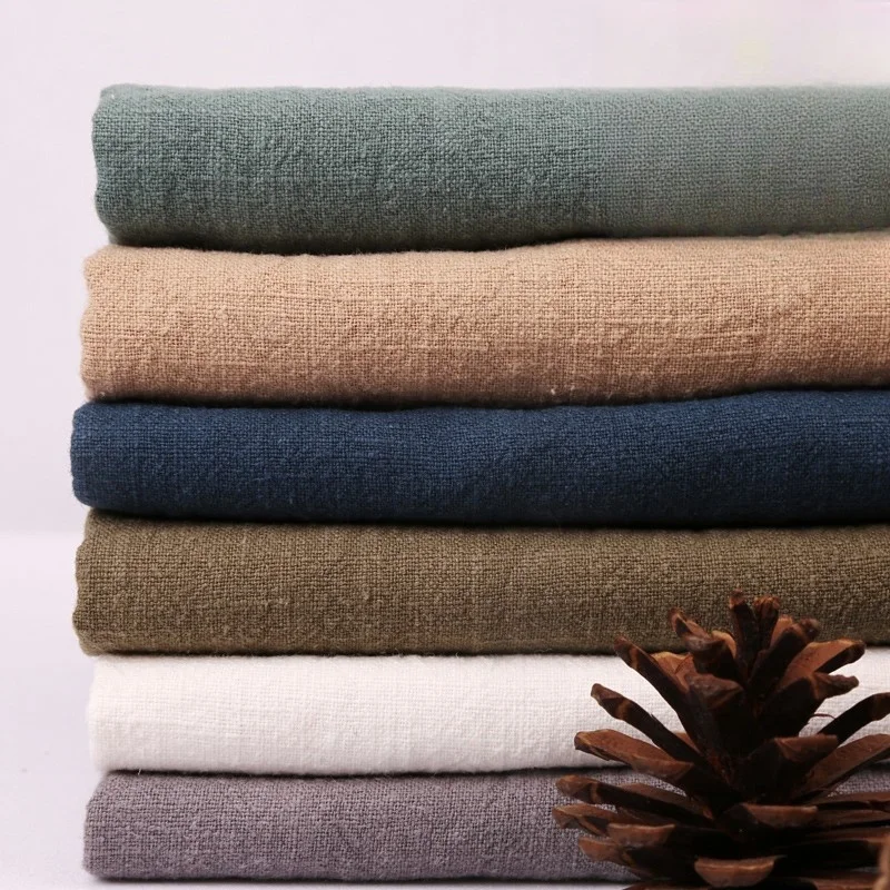 Washed Cotton Linen Fabric Clothing DIY Plain Thin Solid Color Ramie Cloth