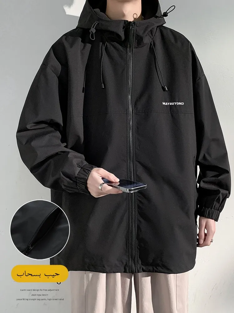 

Мужская осенняя ветрозащитная куртка, повседневное свободное пальто Spor, весенне-осеннее пальто с капюшоном, молодежное универсальное пальто из полиэстера