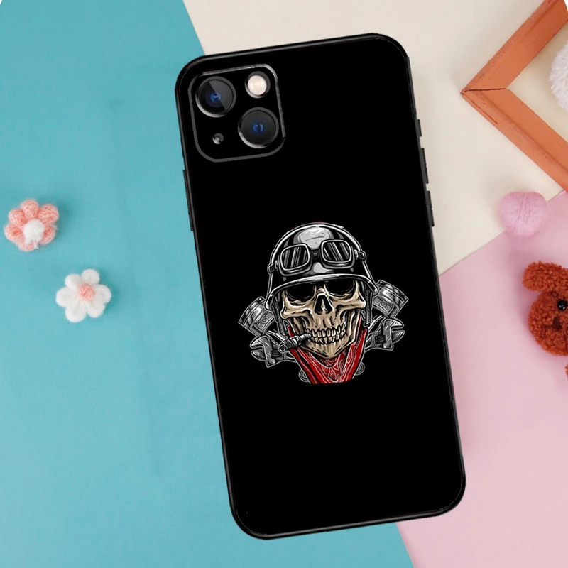 Motorbike biker chopper skull Bumper For iPhone 14 13 Pro Max 12 mini 11 Pro Max 6 7 8 Plus XS XR XS Max SE 2020 Cover