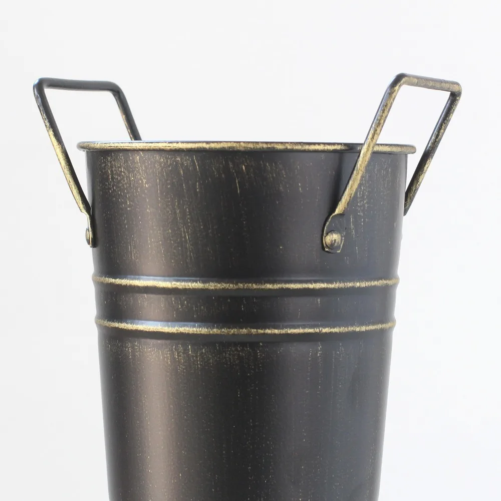 Retro Style Flower Arranging Bucket New Not Easy To Rust Pastoral Style Flower Pot Metal with Handle Iron Vase Office