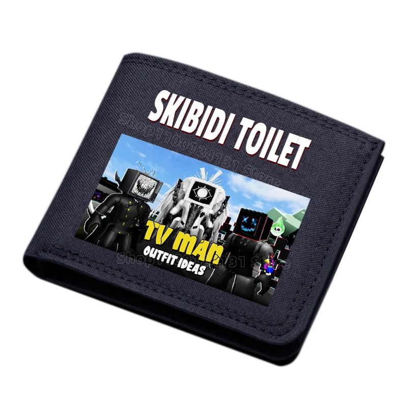 Skibidi Toilet Canvas Wallet TV Man Short Folding Purse Men Card Holder Credit Card Case Coin Purses Multifunction Wallets Gifts