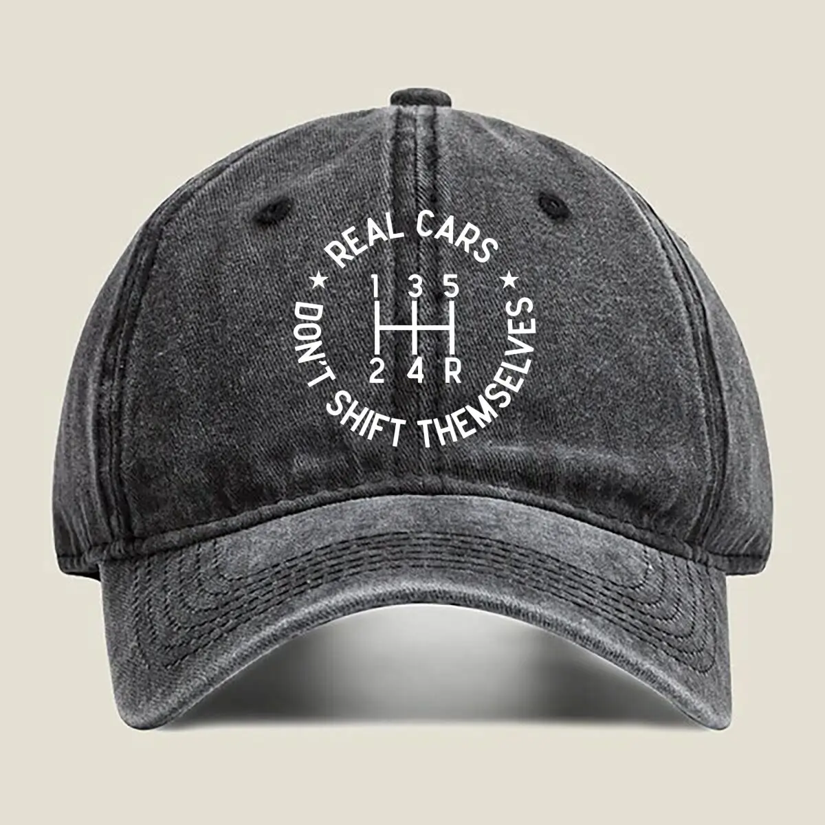 

Manual Cars Gearhead Lifestyle Art Washed Baseball Cap