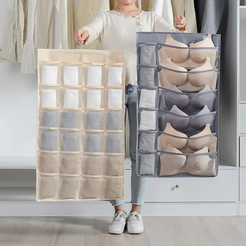 Double Sides Underwear Bra  Bag Foldable  Organizer Wardrobe Clear Hanging Bag Tie Scarf Socks  Organizer Bogg bag xlarge Edible