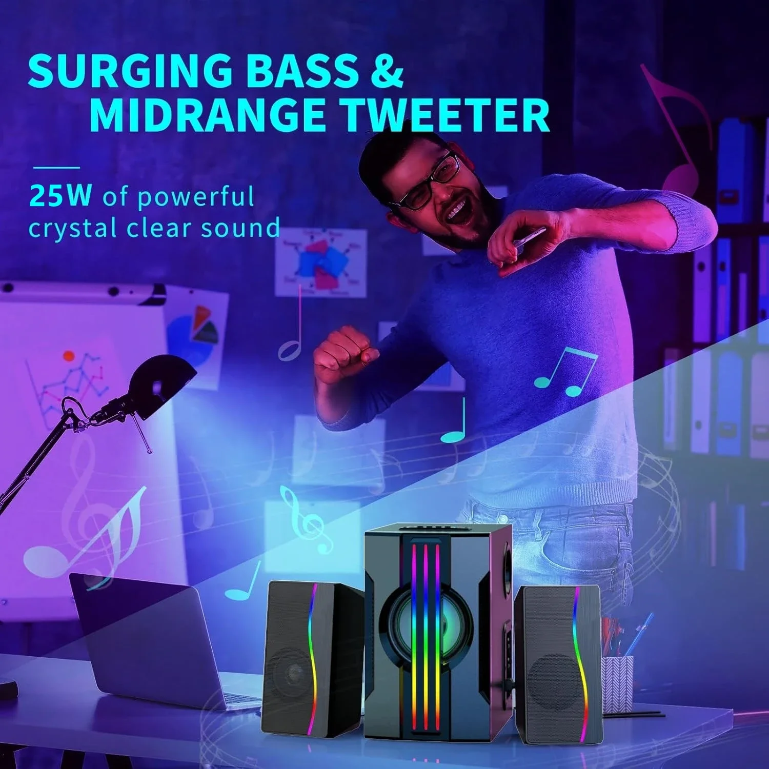 مكبرات صوت للكمبيوتر مع مضخم صوت ومكبرات صوت بلوتوث تعمل بمنفذ USB ومكبرات صوت للكمبيوتر المكتبي ونظام سماعات الوسائط المتعددة للألعاب والأفلام