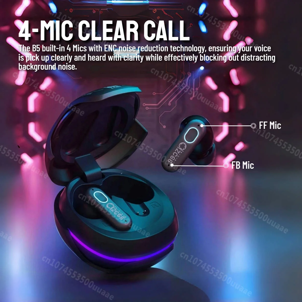 Zombiescat B5 ANC Earbuds Bluetooth 5.4, Headphone with Active